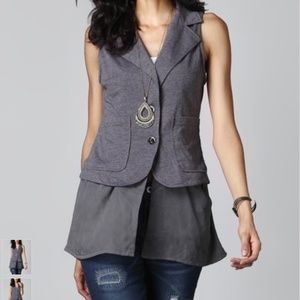 NWT Women's Reborn Collection Charcoal Chiffon-Hem Vest - M